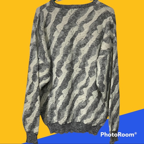 Vintage Men’s Cardigan Prince Bellini Funky Geometric Knit Sweater Sz XL - Picture 3 of 5